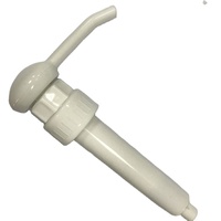 Distributeur de lotion à pompe à long bec en plastique blanc, tête de pompe de qualité alimentaire à filetage côtelé 38/410 pour sirop, sauce, savon liquide