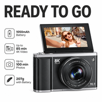 Video Kamera 8K OEM Çevirmeli Ekran 96MP 8X Zoom Destekli Taşınabilir YouTube Vlogları Röportajlar ve Canlı Yayınlar için