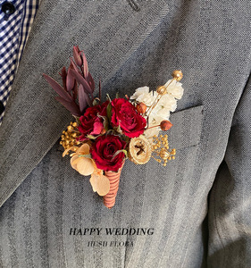 Broche de <span class=keywords><strong>flores</strong></span> para boda, hecho a mano ramillete, <span class=keywords><strong>flores</strong></span> secas decorativas conservadas, adorno para el pecho - Product Image 3