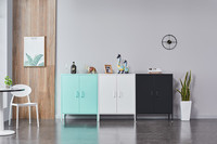 Kabinet penyimpanan baja dapur desain modern Nordik papan samping kaki logam