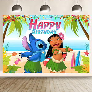 Suministros promocionales para fiestas Lilo y <span class=keywords><strong>Stitch</strong></span> telón de <span class=keywords><strong>fondo</strong></span> fiesta Feliz cumpleaños decoración <span class=keywords><strong>Fondo</strong></span> telones de <span class=keywords><strong>fondo</strong></span> - Product Image 2