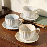 Ensemble tasse et soucoupe en céramique haut de gamme, design personnalisé, avec glaçure cuite au four, style nordique, idéal pour le thé de l'après-midi