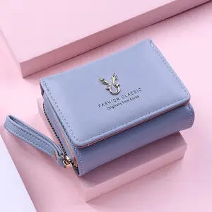 Hot Selling Pu Leather Colorful New Fashion Short Coin Purse For Women Card Holder Small Ladies Wallet Female Hasp Mini Clutch