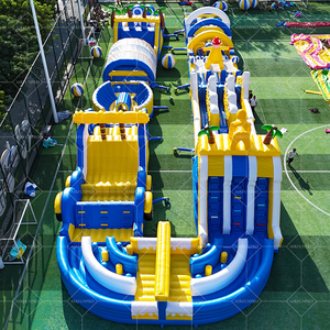 AirFunPro Colorful Two Players Challenge Lona de PVC personalizada Carrera de obstáculos inflable de doble canal ecológica para alquiler - Product Image 1