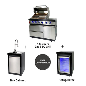 Ensemble de meubles de <span class=keywords><strong>cuisine</strong></span> <span class=keywords><strong>extérieure</strong></span> en acier inoxydable pour patio, avec bar, îlot barbecue <span class=keywords><strong>d</strong></span>'<span class=keywords><strong>été</strong></span>, tiroirs coulissants et robinet, pour villa - Product Image 4