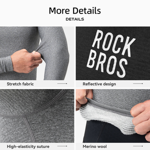 ROCKBROS-Para Hombre, Camisa de Manga Larga con Capa Base de Lana <span class=keywords><strong>Merino</strong></span> de Tecnología de Alta Calidad para Otoño e Invierno - Product Image 5