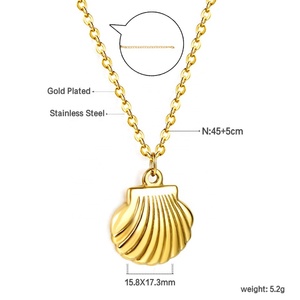 Delicate Fashion 18K <b>Gold</b> Plated Stainless Steel Chain Choker Seashell Jewelry <b>Simple</b> Shell Pendant <b>Necklace</b> for Women Girls - Product Image 2