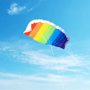 1.2/1.6/1.8m Rainbow Dual Line Parachute Soft Parafoil Kite Sport Kite Large Outdoor Beach Flying Kite