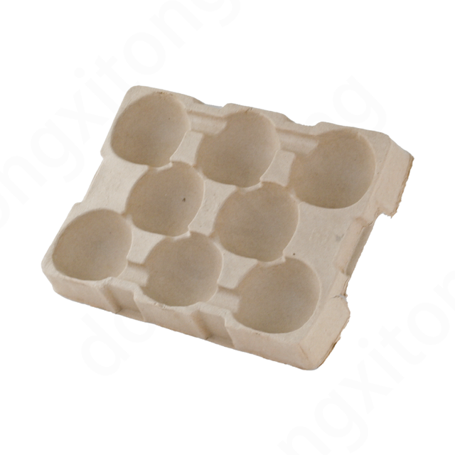 Eco-Friendly 8-Cell Brown Recycled Dry Pressed for Tray Sugarcane Pulp Molded Pulp Box Logo Printing for Fruit Packaging