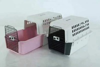 Cage de transport pour animaux de compagnie, portable, classique, petite, en plastique souple, respirante, avec poignée télescopique, pour l'aviation et l'extérieur, sûre, colorée, pour chats