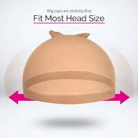 LONGFOR Bonnet de perruque en nylon brun naturel 2 pièces pour femmes, extensible et solide, pour les grandes têtes, bonnet de perruque pour sécuriser le placement des cheveux