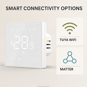 Thermostat intelligent pour chauffage au sol électrique 16A, WiFi Tuya Matter, écran tactile, contrôleur de chauffage au sol, noir et blanc - Product Image 5