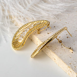 Luxury 14K Gold Plated Classic <b>Bridal</b> Wedding Party <b>Jewelry</b> <b>Set</b> with Cubic Zircon and Flower Design for Women - Product Image 5