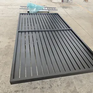 Modernes Design schwarz Metall Hinterhof Gartenzaun Aluminium horizontale Hauspaneele Privatsphäre Lattenstahl-Zaun