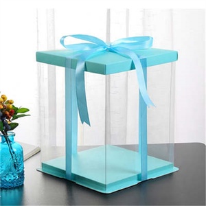 Professional Design Customized Biodegradable Blue Transparent Wedding Birthday Party Cake <b>Boxes</b> - Product Image 2