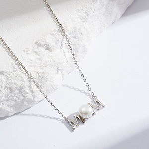 925 Sterling Silver <span class=keywords><strong>Mamma</strong></span> di Fascino Dei Monili Del Pendente Della Collana con Perla Bianca di Montaggio per Regalo di Giorno della Madre - Product Image 2