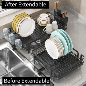 Escurridor de Platos Extensible para Ahorrar Espacio Sobre el Fregadero, Escurridor de Platos y Tazones Rosa para Cocina con Bandeja - Product Image 2