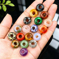 Perles Donut en Pierre Naturelle en Gros avec Trou, Perles Entretoises Mixtes en Pierres Précieuses pour Accessoires de Bijoux