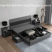 Vente Chaude 2022 Élégant Ensemble Complet de Chambre à Coucher Moderne Gris Foncé Meubles de Chambre à Coucher Lit en Bois avec Rangement Commode Armoire