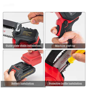 Minimotosierra de 4 y 6 Pulgadas con Baterí<span class=keywords><strong>a</strong></span>, Barra Guí<span class=keywords><strong>a</strong></span> de Acero, Motor sin Escobillas de 900W, para Jardinerí<span class=keywords><strong>a</strong></span> y Tala - Product Image 3