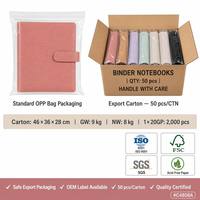 Individuelles Logo PU Veganes Leder 100 Blatt Großhandel OEM Pastellfarben Schnappverschluss 6-Ring-Binder Loseblatt Hardcover Notizbuch
