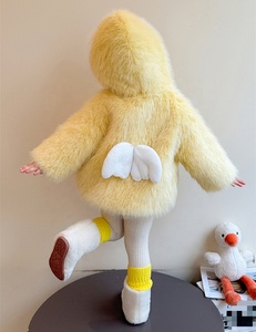 Adorabile Cappotto in <span class=keywords><strong>Pelliccia</strong></span> a Forma di Anatra per Bambine, Nuovo Modello Invernale con Cappuccio e Imbottitura Spessa, Simile alla Vera <span class=keywords><strong>Pelliccia</strong></span> di Visone, Caldo. - Product Image 6