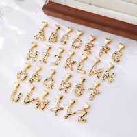 Collar con Iniciales de las 26 Letras del Alfabeto Inglés, con Incrustaciones de Circones Coloridos, Cadena Chapada en Oro de 18K para Uso Diario, Venta al Por Mayor