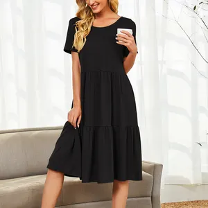 Wholesale Women Simple Summer Short Casual Loose Fit Dress