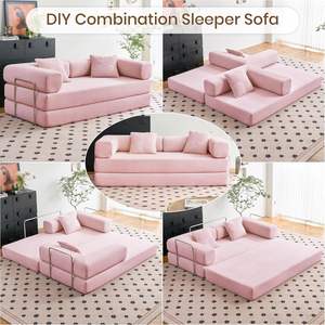 أريكة مضغوطة قابلة للطي 78 "Corduroy أرضية قابلة للتحويل مع وسادة مسند ذراع داعم للظهر - Product Image 5