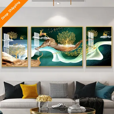 Modern Animal Painting Living Room Porch Decor Crystal Porcelain Wall Art Landscape Paintings