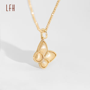 Perhiasan 18k emas asli Dainty kupu-kupu liontin kalung untuk wanita liontin 18K emas murni murni kalung kustom - Product Image 4
