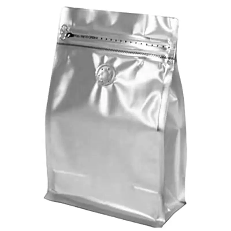 थोक कस्टम पुन: प्रयोज्य खाद्य भंडारण पाउच खड़े हो जाओ डिजाइन Sealable धातु चांदी कॉफी वाल्व Mylar बैग पैकेजिंग के लिए चाय