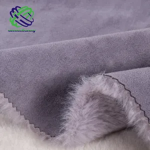 RPET 100% Recycled Polyester Rabbit Fur Bonded With Suede Super Soft Fake Fur Artificial Plush Faux Fur Fabric