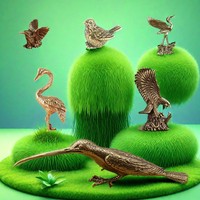 Sculptures d'oiseaux en métal antique, statues miniatures d'animaux sauvages pour la décoration de bureau