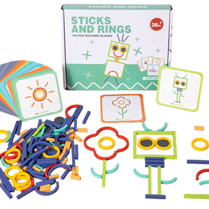 Puzzle per Bambini Montessori Educazione Precoce Creativo Cerchio Puzzle 3D <span class=keywords><strong>Bastoncini</strong></span> e Anelli per Prescuola Giocattolo Creativo in Legno Fai-da-Te - Product Image 1