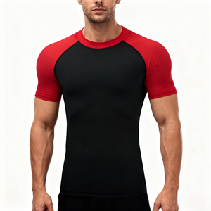 T-shirt de course léger à blocs de couleur en tissu rafraîchissant, anti-transpiration et séchage rapide, idéal pour la course longue distance estivale, personnalisable en gros - Product Image 4