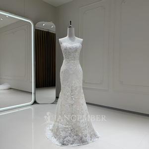 Xx103 Elegant Modern <b>Wedding</b> <b>Dress</b> Sweetheart Neck Backless <b>Long</b> <b>Sleeve</b> 3D Floral Lace Applique Ball Gown Chapel Train - Product Image 3
