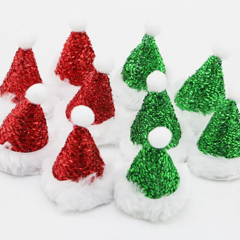 (5 Pcs/pack) 6.5cm Christmas Hat Mini Sequin Christmas Hat Santa Claus Hats Holiday Party Fashion Decoration Gift Decorative