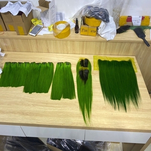 ผมสีเขียวผมมนุษย์แท้แบบไม่ผ่านกระบวนการผม Wigs100 - Product Image 4