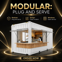 Maison conteneur modulaire préfabriquée en acier, cabine portable avec auvent et comptoir de service pour bureau commercial