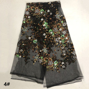 Luxury Colorful Embroidered <strong>Sequins</strong> Floral <strong>Mesh</strong> Lace Fabric LT21642 - Product Image 5