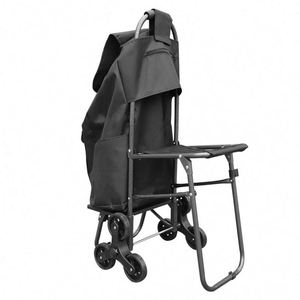 Carrito de Compras Plegable Portátil con Asiento Beefy Wheels, Bolsas de Tela para Carrito, Impresión en Superficie de Plástico - Product Image 6