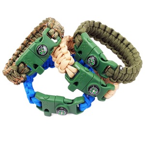 Survival Paracord Bracelet With Compass And Flint Gray Nylon Outdoor Emergency Gear - Product Image 5