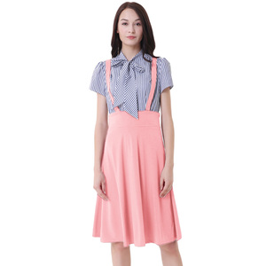 OEM Women's Vintage Flared A-Line Pinafore Solid Color <strong>Suspender</strong> <strong>Skirt</strong> for Women - Product Image 5