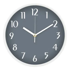 Grey Tone Quartz Decorative Wall Watch Simple Design Digital Analogue Plastic Wall Clocks