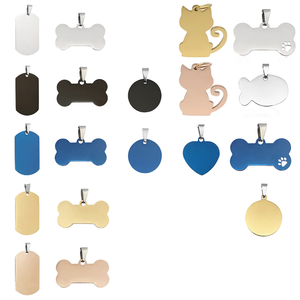 Tag nama anjing besi tahan karat emas pribadi lucu ID hewan peliharaan logam khusus dengan ukiran hewan Dogtag pria - Product Image 1
