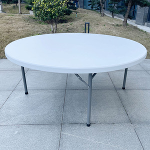 Mesas Redondas Plegables Duraderas para 10 Personas de 6 Pies con Superficie Rígida de Plástico para Alquiler en Eventos y Banquetes - Product Image 1