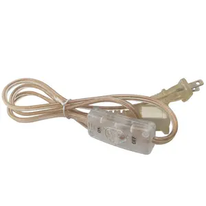 Câble d'alimentation femelle à deux prises de polarité américaine Us standard avec interrupteur 303 cordon d'alimentation de lampe Câble d'extension transparent