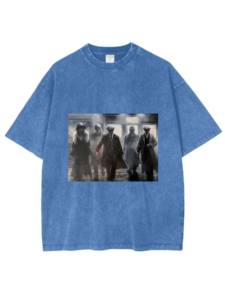 Peaky Blinders Class Struggle T-Shirts Summer 100% Cotton Drop Shoulder Crewneck Heavyweight Acid Wash - Product Image 4