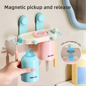 <b>Wall</b> <b>Mount</b> <b>Toothbrush</b> <b>Holder</b> Self Adhesive <b>Toothbrush</b> Storage Organizer <b>Toothbrush</b> Hanger Continuous Suction Cup Mouthwash Cups - Product Image 4